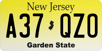 NJ license plate A37QZO