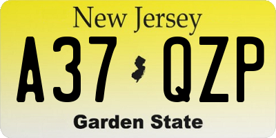 NJ license plate A37QZP