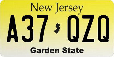 NJ license plate A37QZQ