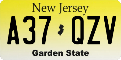 NJ license plate A37QZV