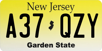 NJ license plate A37QZY