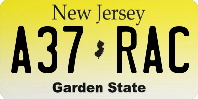 NJ license plate A37RAC