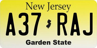 NJ license plate A37RAJ