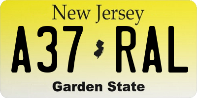 NJ license plate A37RAL