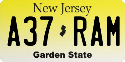 NJ license plate A37RAM