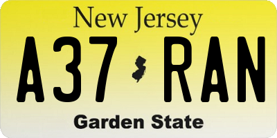 NJ license plate A37RAN