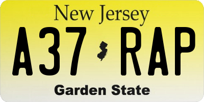 NJ license plate A37RAP