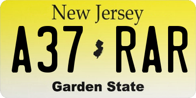 NJ license plate A37RAR