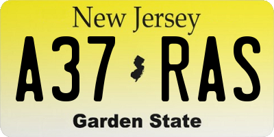 NJ license plate A37RAS