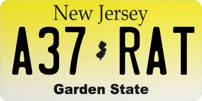 NJ license plate A37RAT