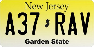 NJ license plate A37RAV