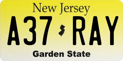 NJ license plate A37RAY