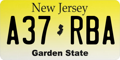 NJ license plate A37RBA