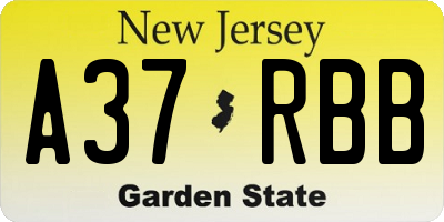 NJ license plate A37RBB