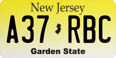 NJ license plate A37RBC