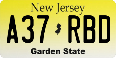 NJ license plate A37RBD