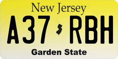 NJ license plate A37RBH