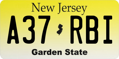 NJ license plate A37RBI