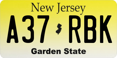 NJ license plate A37RBK