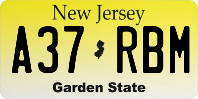 NJ license plate A37RBM