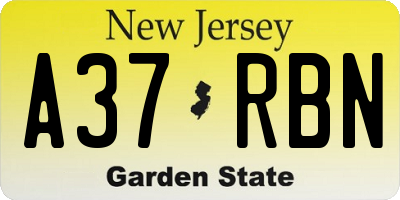 NJ license plate A37RBN