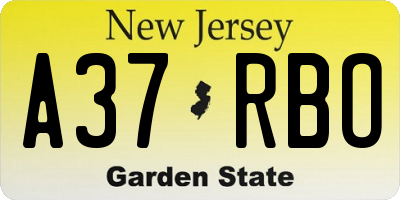 NJ license plate A37RBO