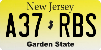 NJ license plate A37RBS