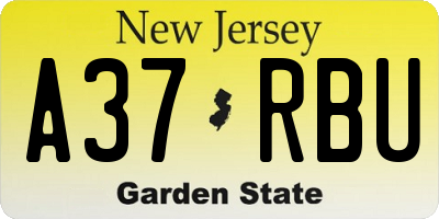 NJ license plate A37RBU