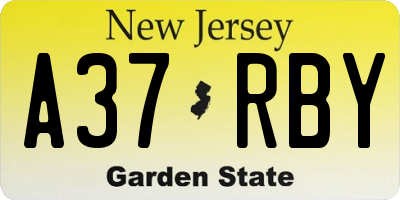NJ license plate A37RBY