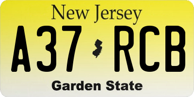 NJ license plate A37RCB