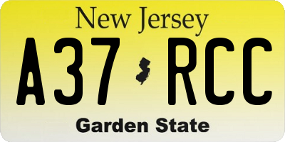 NJ license plate A37RCC