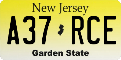 NJ license plate A37RCE
