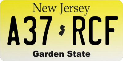 NJ license plate A37RCF