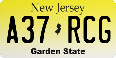 NJ license plate A37RCG