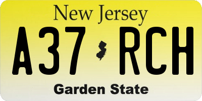 NJ license plate A37RCH