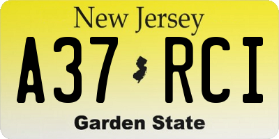 NJ license plate A37RCI