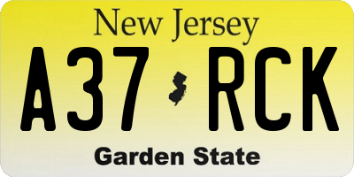 NJ license plate A37RCK