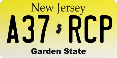 NJ license plate A37RCP