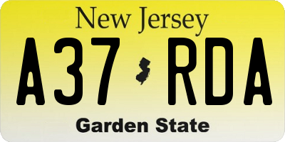 NJ license plate A37RDA