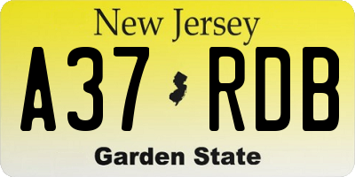 NJ license plate A37RDB