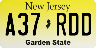 NJ license plate A37RDD