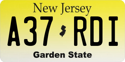 NJ license plate A37RDI