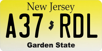 NJ license plate A37RDL