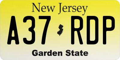 NJ license plate A37RDP