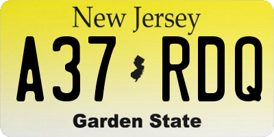 NJ license plate A37RDQ