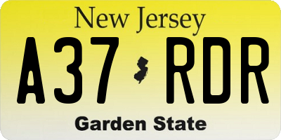NJ license plate A37RDR