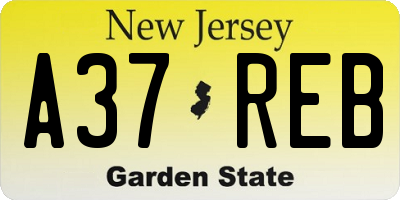 NJ license plate A37REB