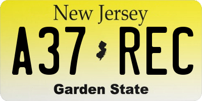 NJ license plate A37REC