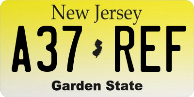 NJ license plate A37REF