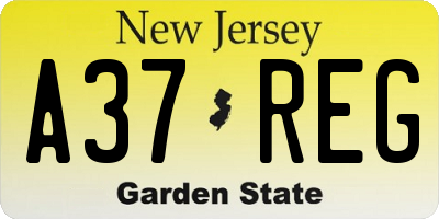 NJ license plate A37REG